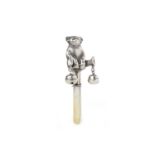 CONTEMPORARY SILVER RATTLE marked 925, modelled in the form of a bear,