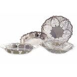 PAIR OF GEORGE V SILVER BON BON DISHES maker S J Levi & Co.