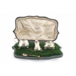 GEORGE V SILVER CRUET SET maker Mappin & Webb, Birmingham 1913-14, comprising salt shaker, mustard,