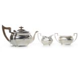 GEORGE V THREE PIECE SILVER TEA SERVICE maker John Round & Son Ltd, Sheffield 1926,