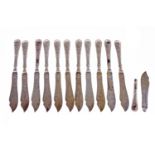 SET OF TWELVE VICTORIAN FISH KNIVES AND TWELVE FORKS maker Martin Hall & Co.