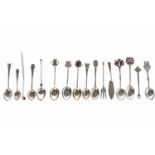 LOT OF SILVER AND WHITE METAL SOUVENIR TEASPOONS to include: Birmingham 1902, 1908, etc,