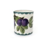 WEMYSS WARE PLUM PATTERN BISCUIT BARREL of cylindrical form,