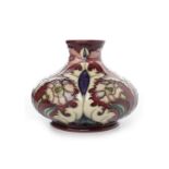 CONTEMPORARY MOORCROFT 'MASQUERADE' PATTERN VASE of squat oviform,