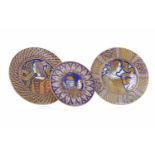 PAIR OF ITALIAN MAJOLICA RENAISSANCE STYLE 'BELLA DONNA' PLATES each central roundel hand painted