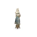 VIENNA PORCELAIN FIGURE OF A YOUNG LADY modelled caressing doves and flowers,