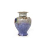 ROYAL DOULTON LAMBETH STONEWARE TRIAL VASE of squat baluster form,