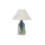 MINTON SECESSIONIST POTTERY TABLE LAMP of ribbed, tapering circular form,