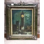 UNUSUAL 19TH CENTURY 'CLOCK' PAINTING OF BIG BEN watch face set in clock tower,