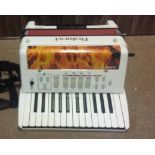 ROLAND FR-1 V-ACCORDION contemporary accordion, white finish with flame detail,