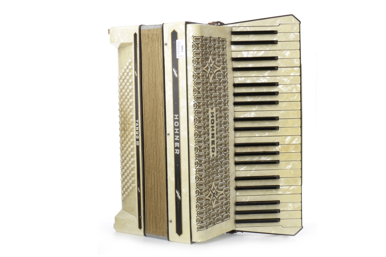 'TANGO III' ACCORDIAN BY HOHNER pearline finish, 24 keys and 120 buttons, 52cm wide,