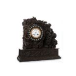 19TH CENTURY BLACK FOREST MANTEL CLOCK the two train eight day movement numbered 18080,