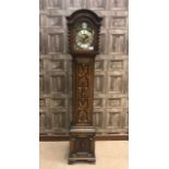 OAK CASED GRANDMOTHER CLOCK OF CHARLES II DESIGN the three train movement by Junghans,