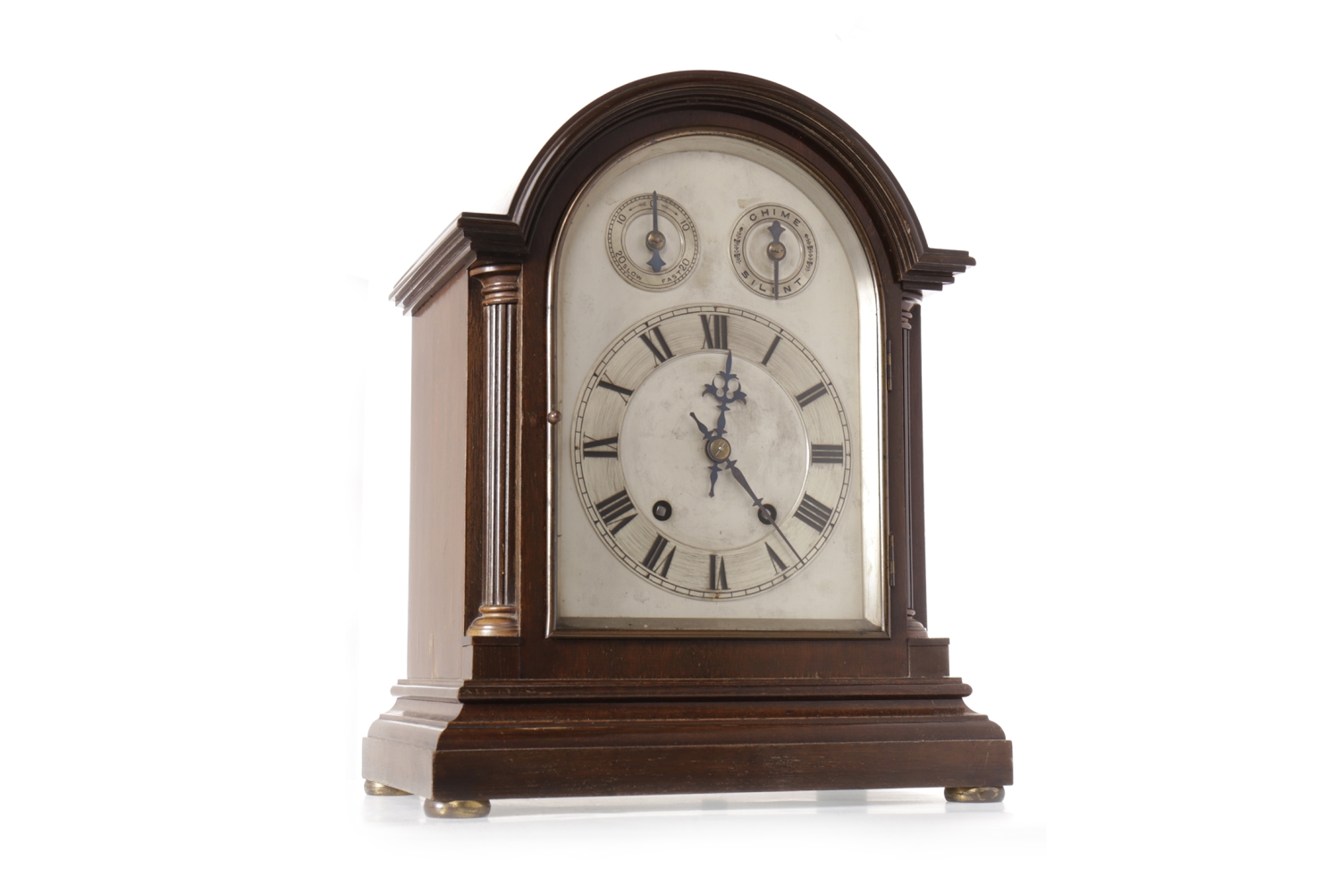 EDWARDIAN MANTEL CLOCK the two train 8 day movement unmarked,