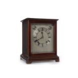 EDWARDIAN MANTEL CLOCK with upright silverised dial,