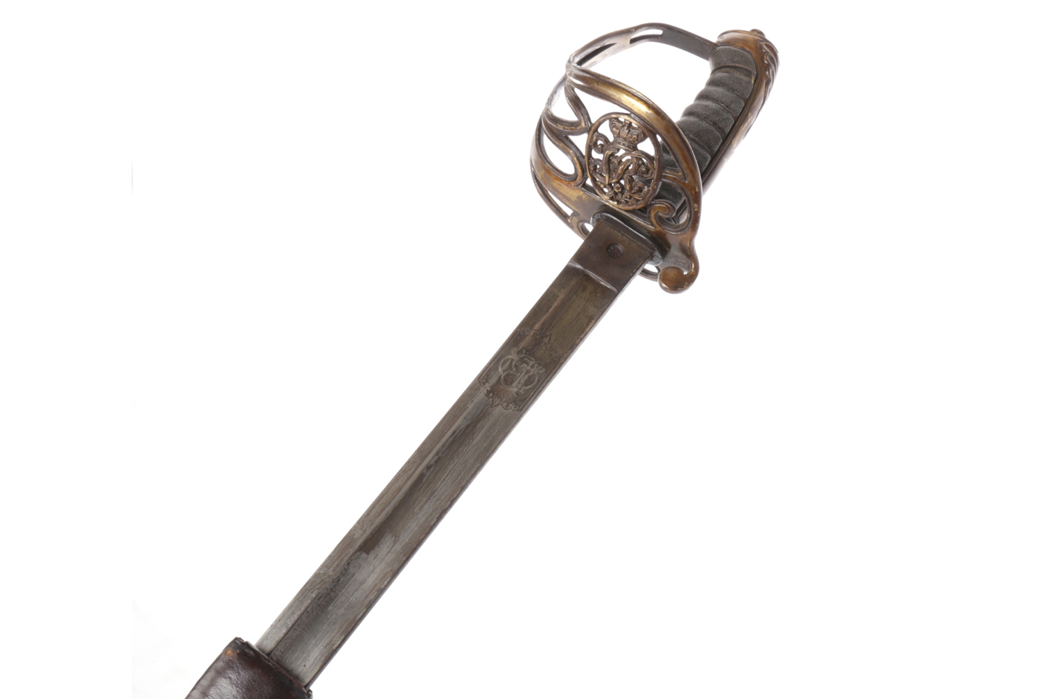 VICTORIAN OFFICER'S DRESS SWORD the fullered blade etched with scrolling decoration, - Image 2 of 4