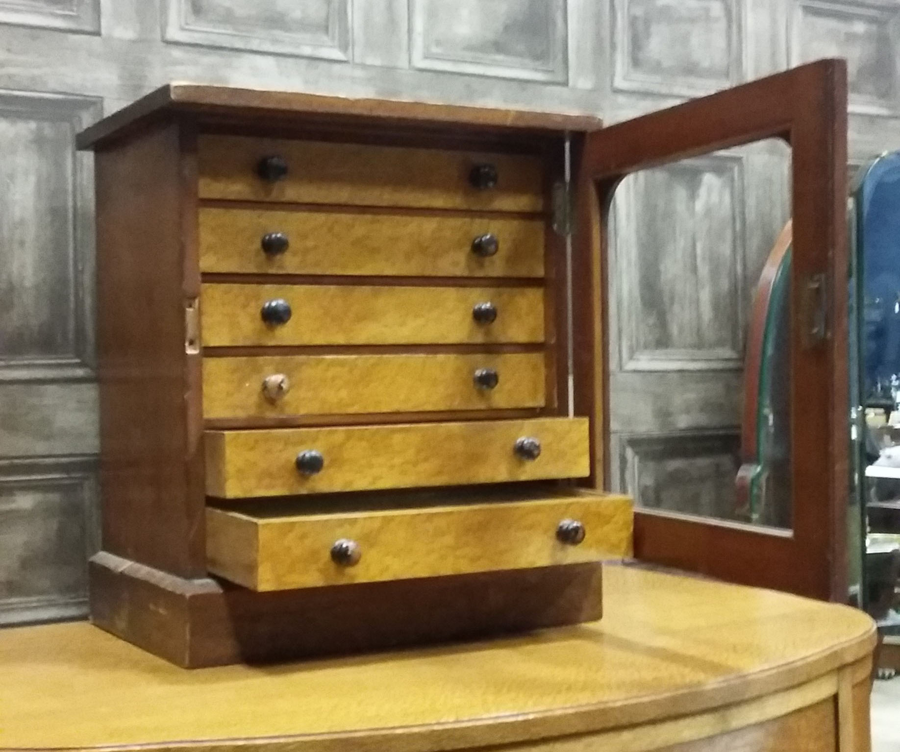 VICTORIAN SIX DRAWER SPECIMEN CABINET each drawer with collection of pinned butterfly specimens, - Image 3 of 8