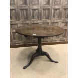 GEORGE III RED WALNUT CIRCULAR TIP-UP TRIPOD TEA TABLE with bird cage action,