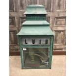 INTERESTING 19TH CENTURY RAILWAY PLATFORM LAMP FOR LUIB STATION the green painted metal wall