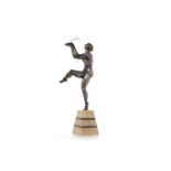 ART DECO SPELTER FIGURAL TABLE LAMP modelled as a semi-nude lady on one foot,