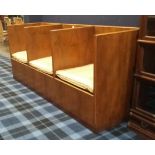 INTERESTING ART DECO WALNUT VENEERED SQUARE BACK THREE SEAT SETTLE the three individual seat