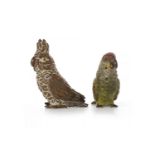 IN THE MANNER OF BERGMAN - COLD PAINTED BRONZE PARROT the feathers in green, blue and red,