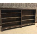 MAHOGANY DWARF OPEN BOOKCASE OF GEORGE III DESIGN the moulded cornice with adjustable shelves below,