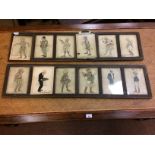 TWO FRAMED SETS OF CARICATURES IN THE STYLE OF RICHARD DOYLE comprising two sets of six,