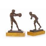 PAIR OF SMALL GRAND TOUR BRONZES OF ATHLETES comprising a discus thrower and a sprinter,