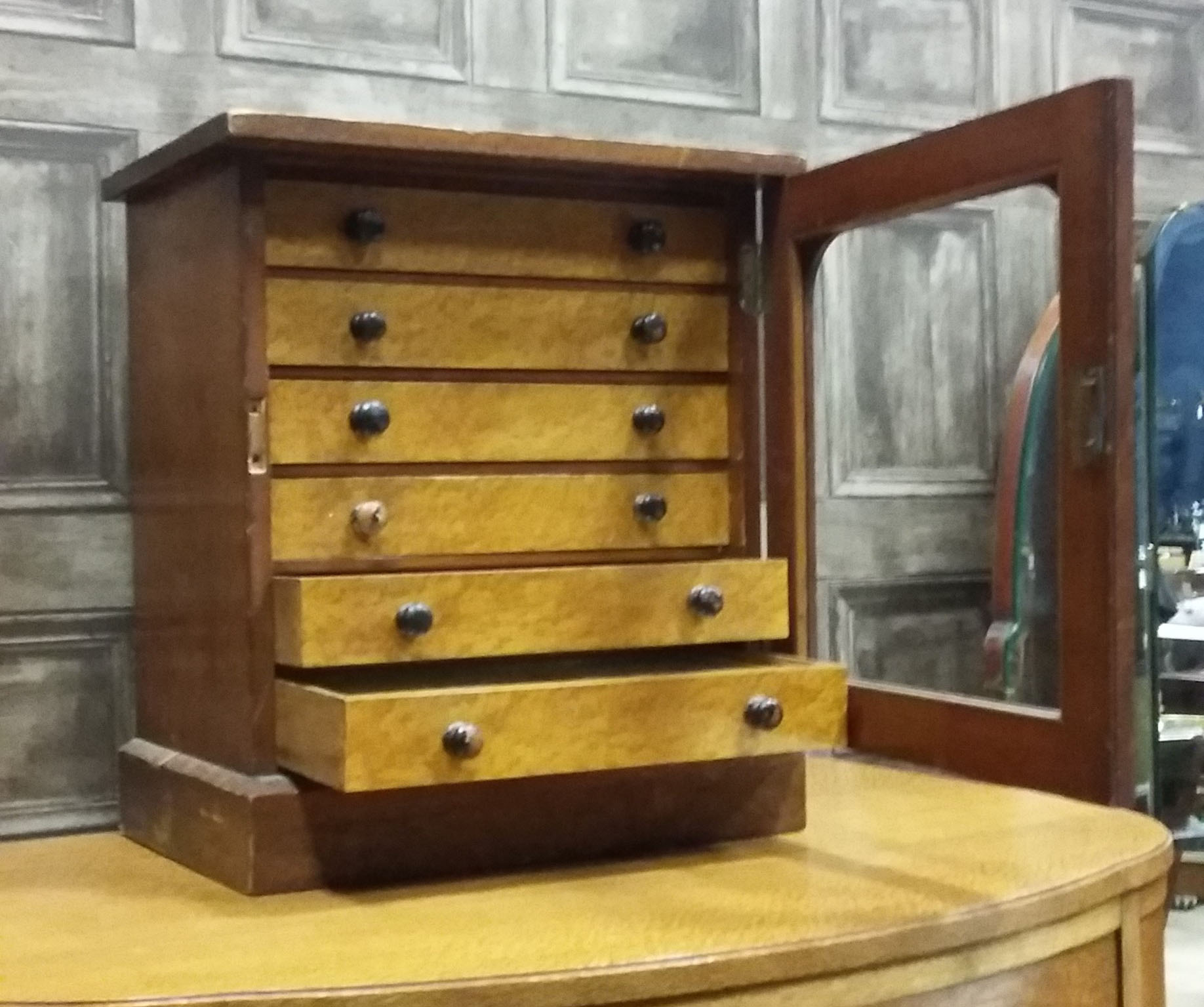VICTORIAN SIX DRAWER SPECIMEN CABINET each drawer with collection of pinned butterfly specimens, - Image 4 of 8