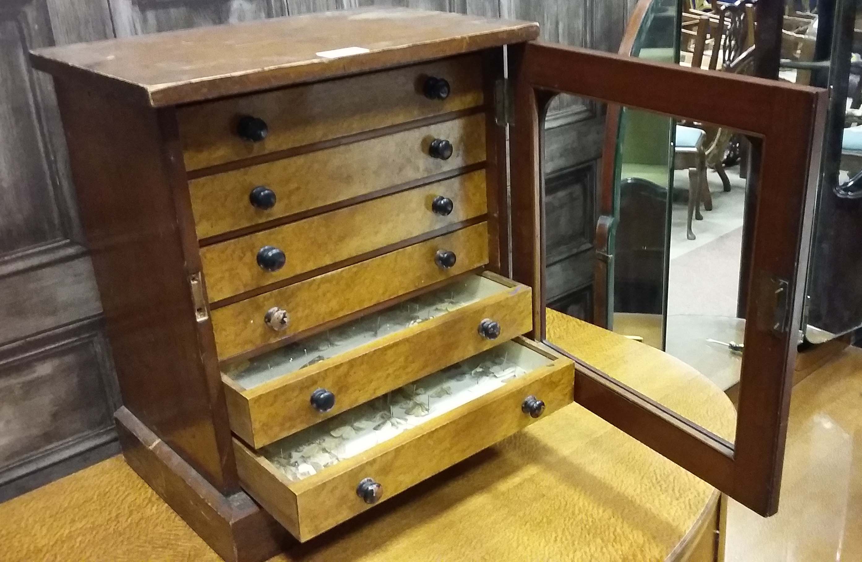 VICTORIAN SIX DRAWER SPECIMEN CABINET each drawer with collection of pinned butterfly specimens, - Image 6 of 8