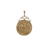 SAINT GEORGE MEDAL in a nine carat gold pendant mount, 2.