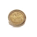 GOLD SOVEREIGN DATED 1903 mounted in a nine carat gold ring, size V, 17.