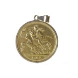 GOLD SOVEREIGN DATED 1967 in a pendant mount, unmarked, 8.