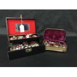 TWO JEWELLERY BOXES CONTAINING COSTUME JEWELLERY