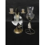 MURANO STYLE GLASS CANDELABRUM AND OTHER GLASSWARE