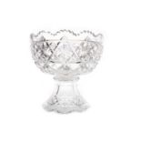 MID-20TH CENTURY CUT GLASS TABLE CENTREPIECE the circular bowl with scalloped rim,