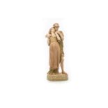 ROYAL DUX FIGURE GROUP OF A YOUNG COUPLE modelled as a shepherd caressing a maiden,