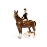 BESWICK FIGURE GROUP OF A HUNTSWOMAN ON HORSEBACK model number 1730,