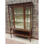 EDWARDIAN MAHOGANY CHIPPENDALE REVIVAL DISPLAY CABINET the moulded cornice with blind fretted