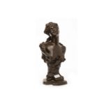 ART NOUVEAU STYLE BRONZE BUST OF A SMILING LADY 41.