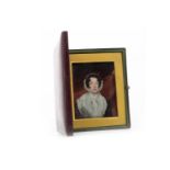 VICTORIAN PORTRAIT MINIATURE OF A YOUNG LADY on ivory, 8.5cm x 6.