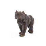 BRONZE FIGURE OF A BEAR CUB standing four square, unsigned,