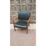 RETRO DANISH TEAK OPEN ELBOW CHAIR in the style of Arne Vodder,