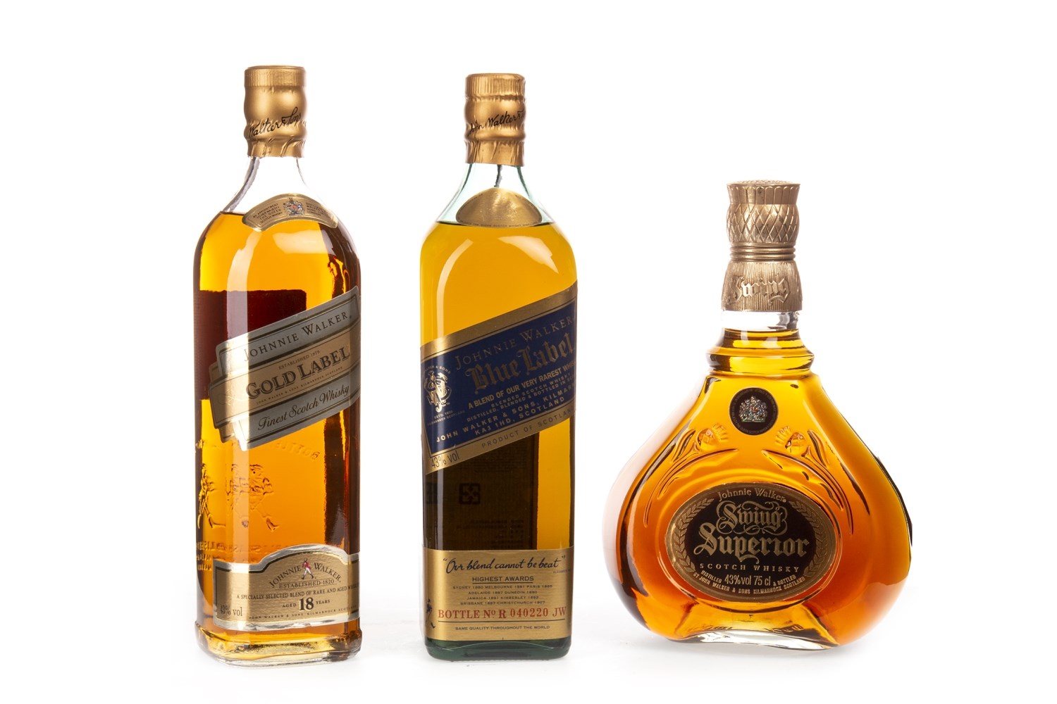 JOHNNIE WALKER BLUE LABEL, GOLD LABEL & SWING SUPERIOR