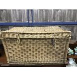 A LARGE WICKER HAMPER