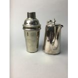 A SILVER PLATED COCKTAIL SHAKER AND OTHER COLLECTABLES