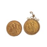 TWO GOLD HALF SOVEREIGNS, 1906 AND 1914