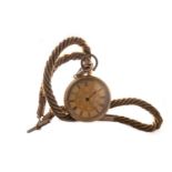 SILVER POCKET WATCH, A GOLD FOB WATCH AND A HAIRWORK WATCH CHAIN (3)