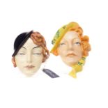 TWO ART DECO WALL MASKS